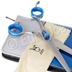 Euro Joe Groom Professional Blue Quartz Left 7,5" Straight Scissor -Euro Joe Shop 860435 03